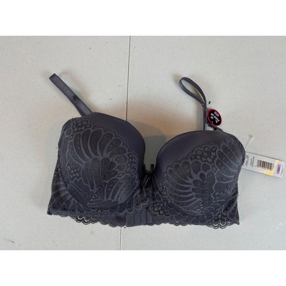 Rene Rofe Lingerie Grey Lace Slight Push Up Underwire Bra 36D B25033H2-GAB